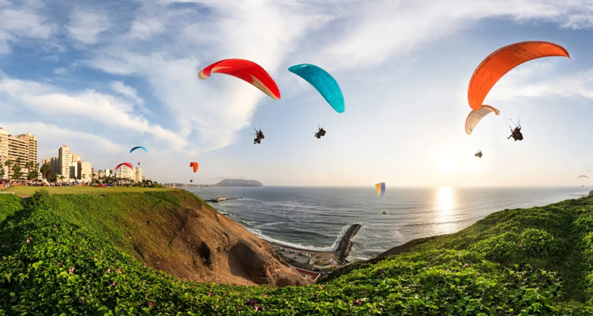 Paragliders over Lima, Peru