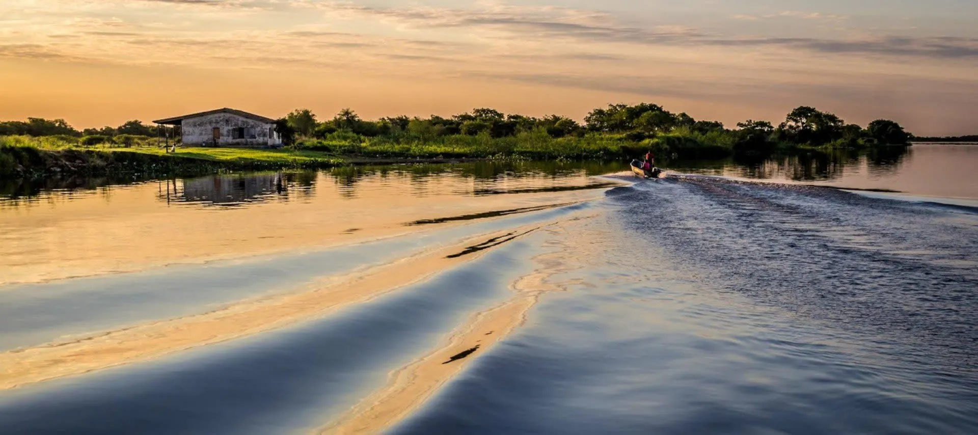 Paraguay boat on calm waters