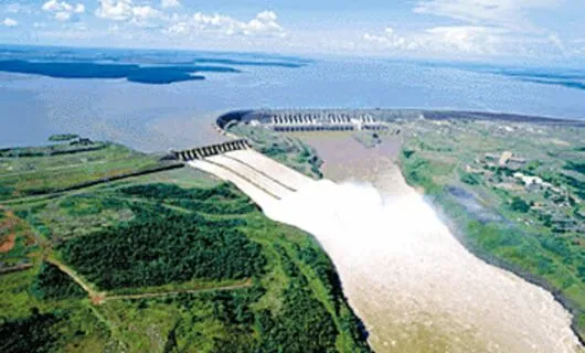 Aerial view of dam in Paraguay