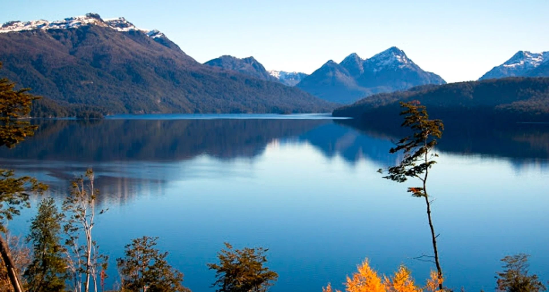 Calm lake near Patagonia mountains