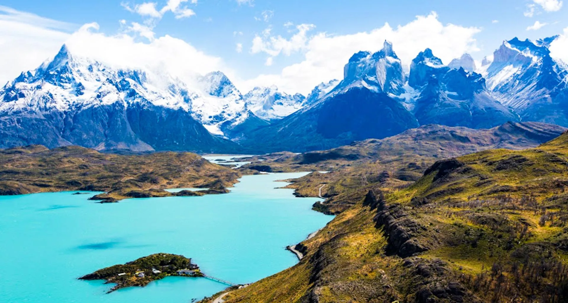 Lake in the valley of Patagonia mountains