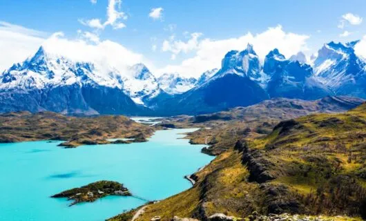 Lake in the valley of Patagonia mountains