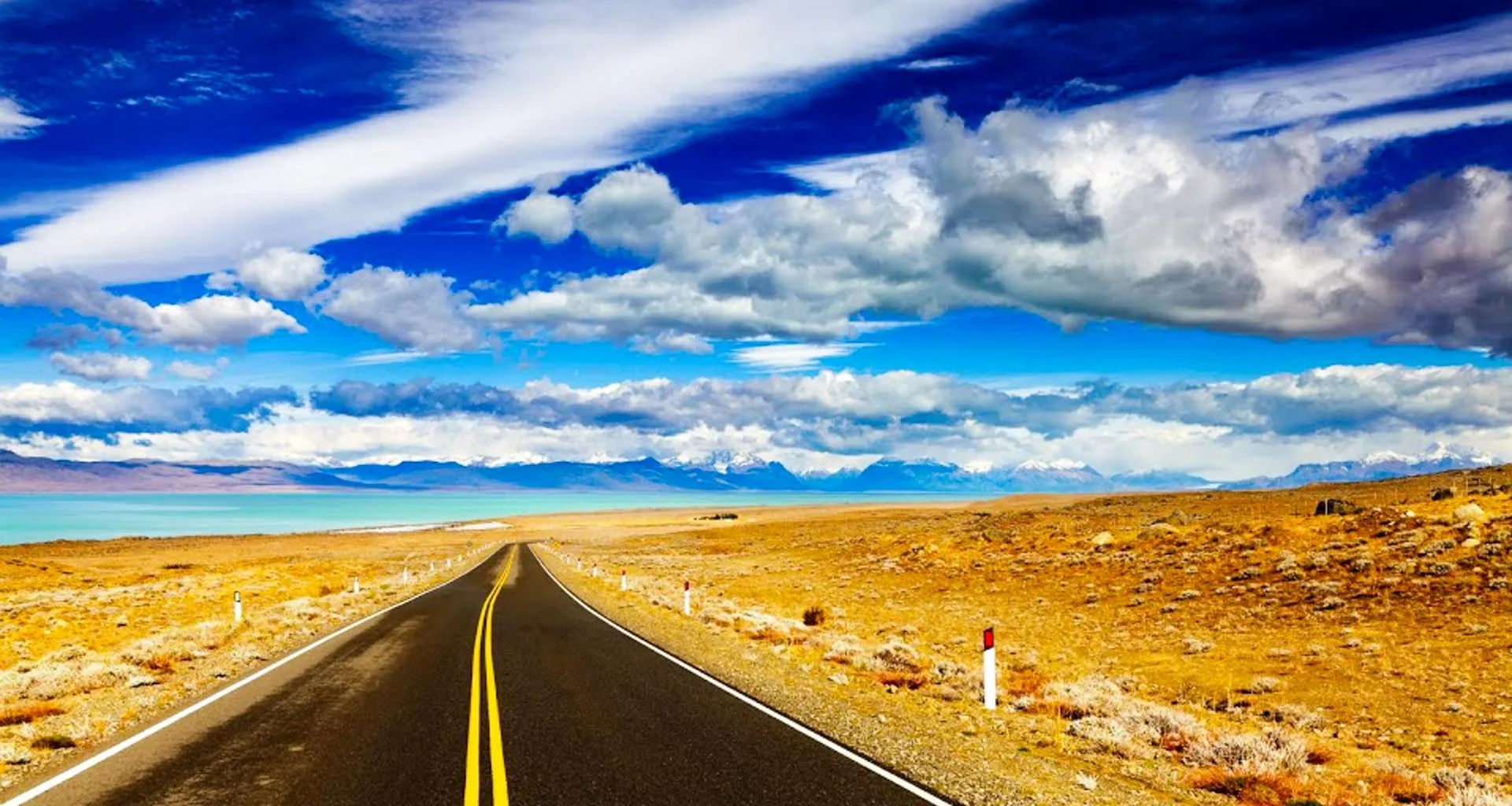Patagonia road against blue sky