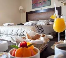 hotel room and breakfast