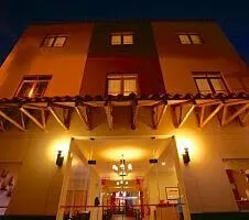 exterior of hotel at dusk