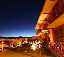 exterior of hotel at dusk