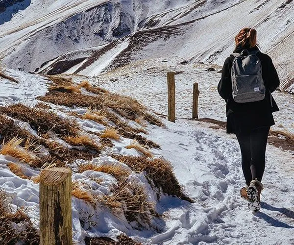 woman hiking in Cordillera Blanca Peru