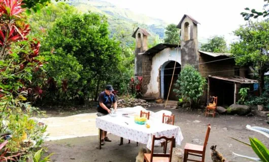 Table in courtyard of Peru plantation