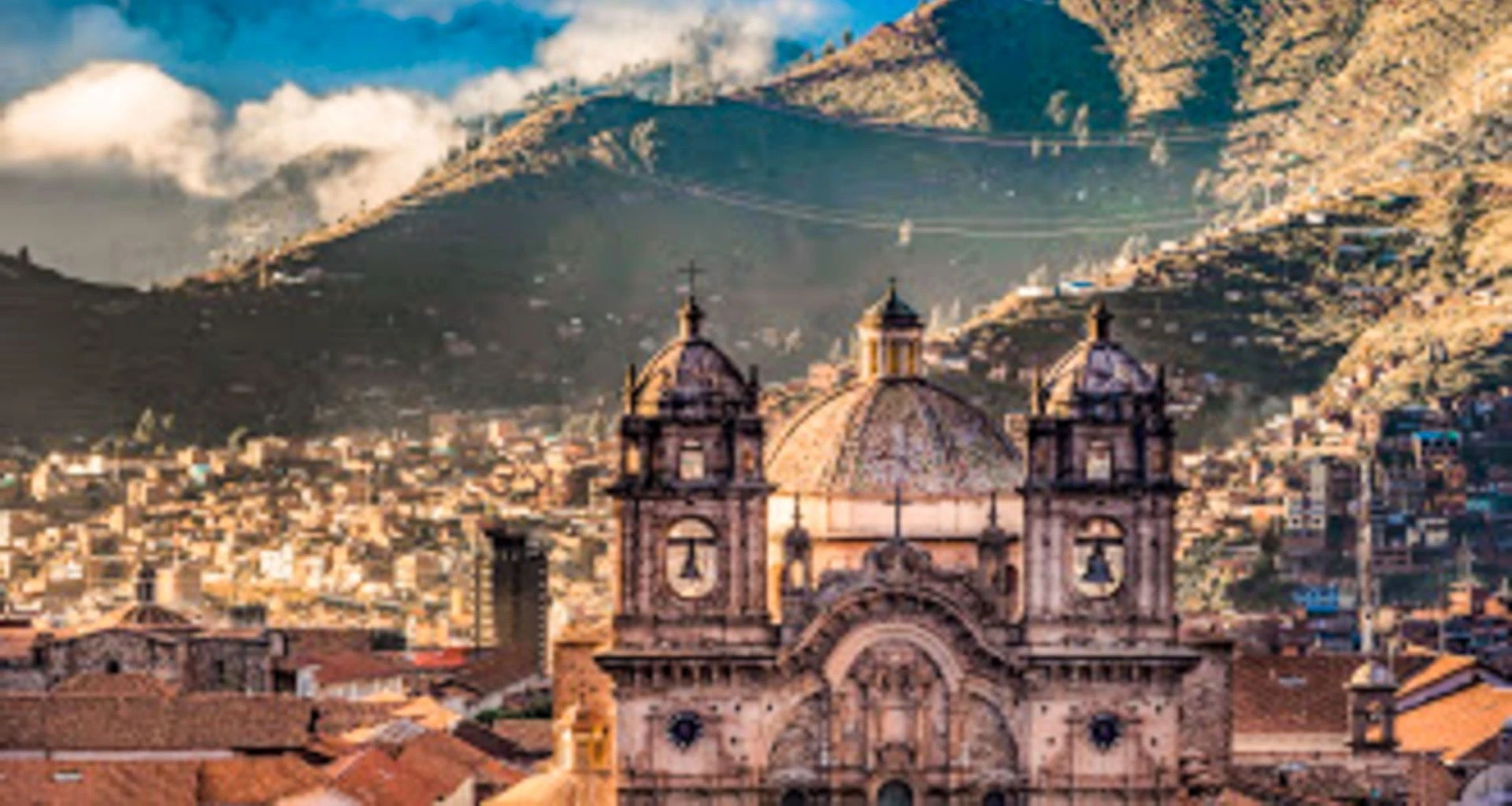 Cathedral in plaza of Peru city