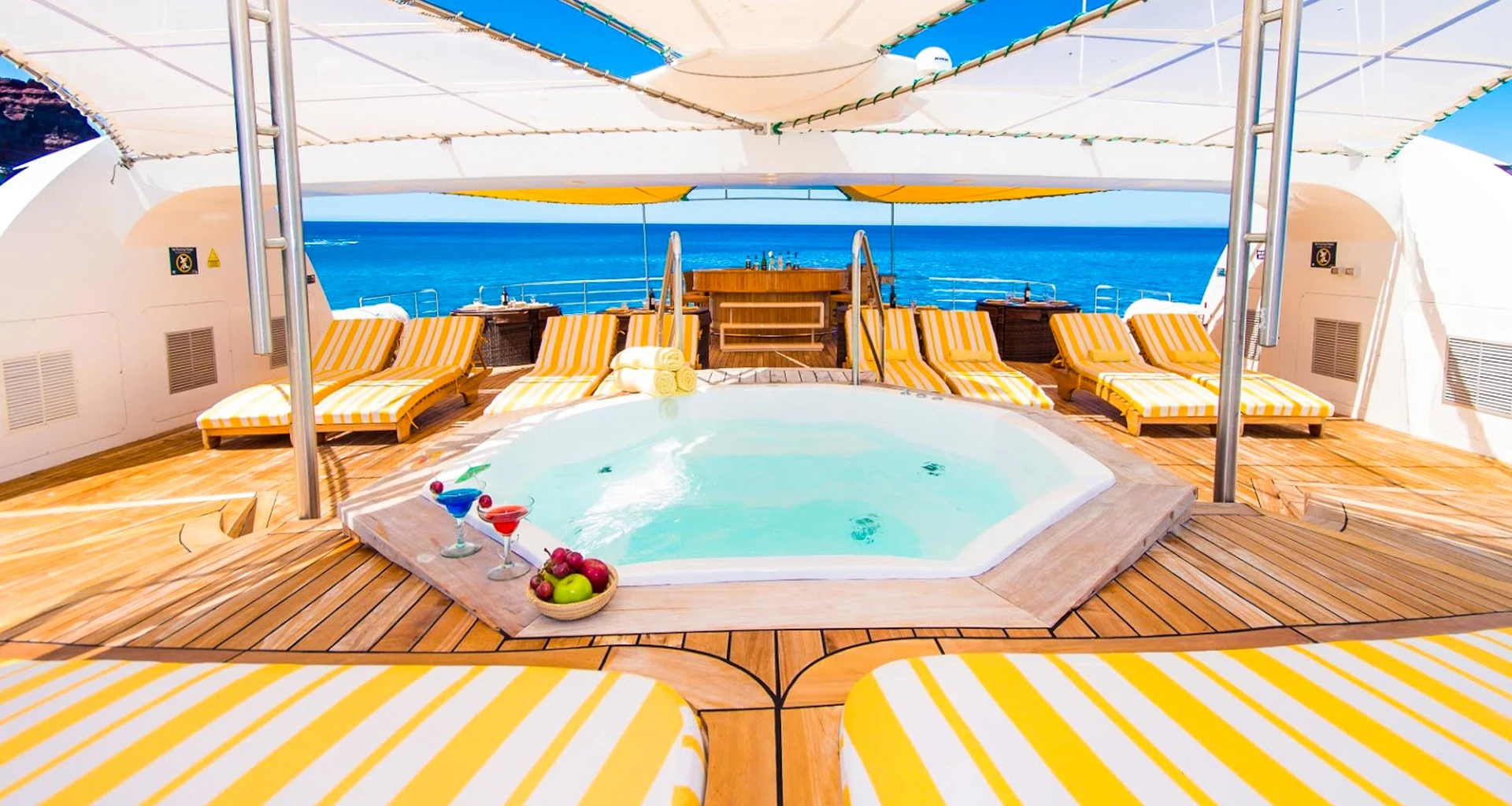 Sun deck of Petrel cruise ship