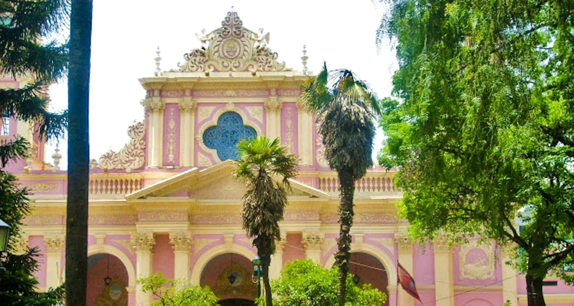 Pink and yellow building in Argentina