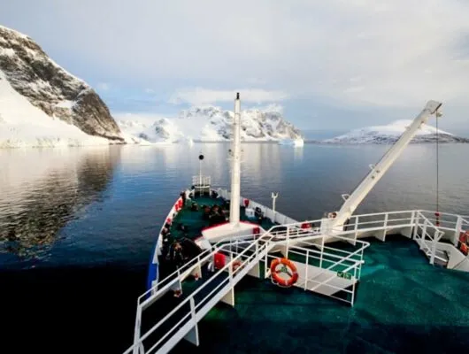 Deck of Plancius Antarctica cruise ship