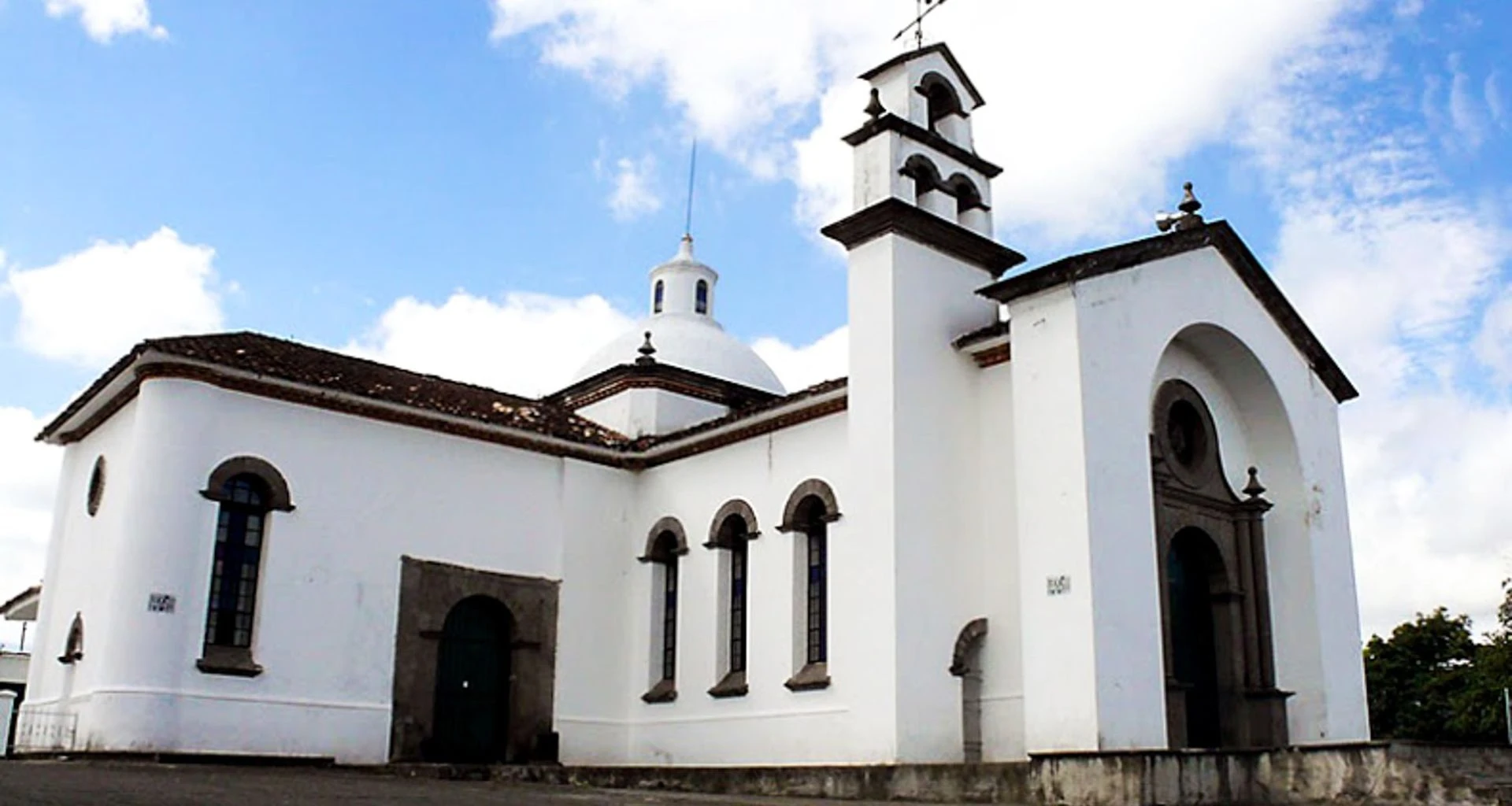 White church in Popayan, Colombia