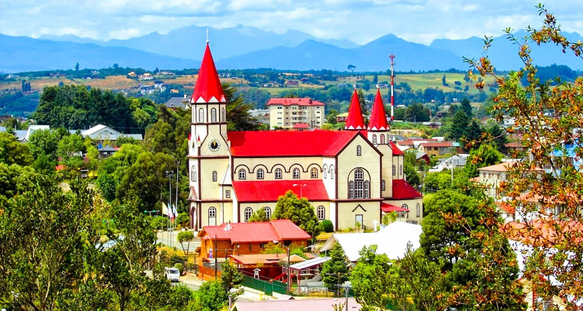 Red-roofed building in South America