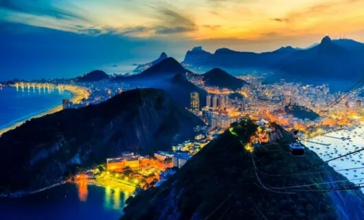 Aerial view of Rio de Janeiro at night