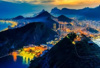 Aerial view of Rio de Janeiro at night