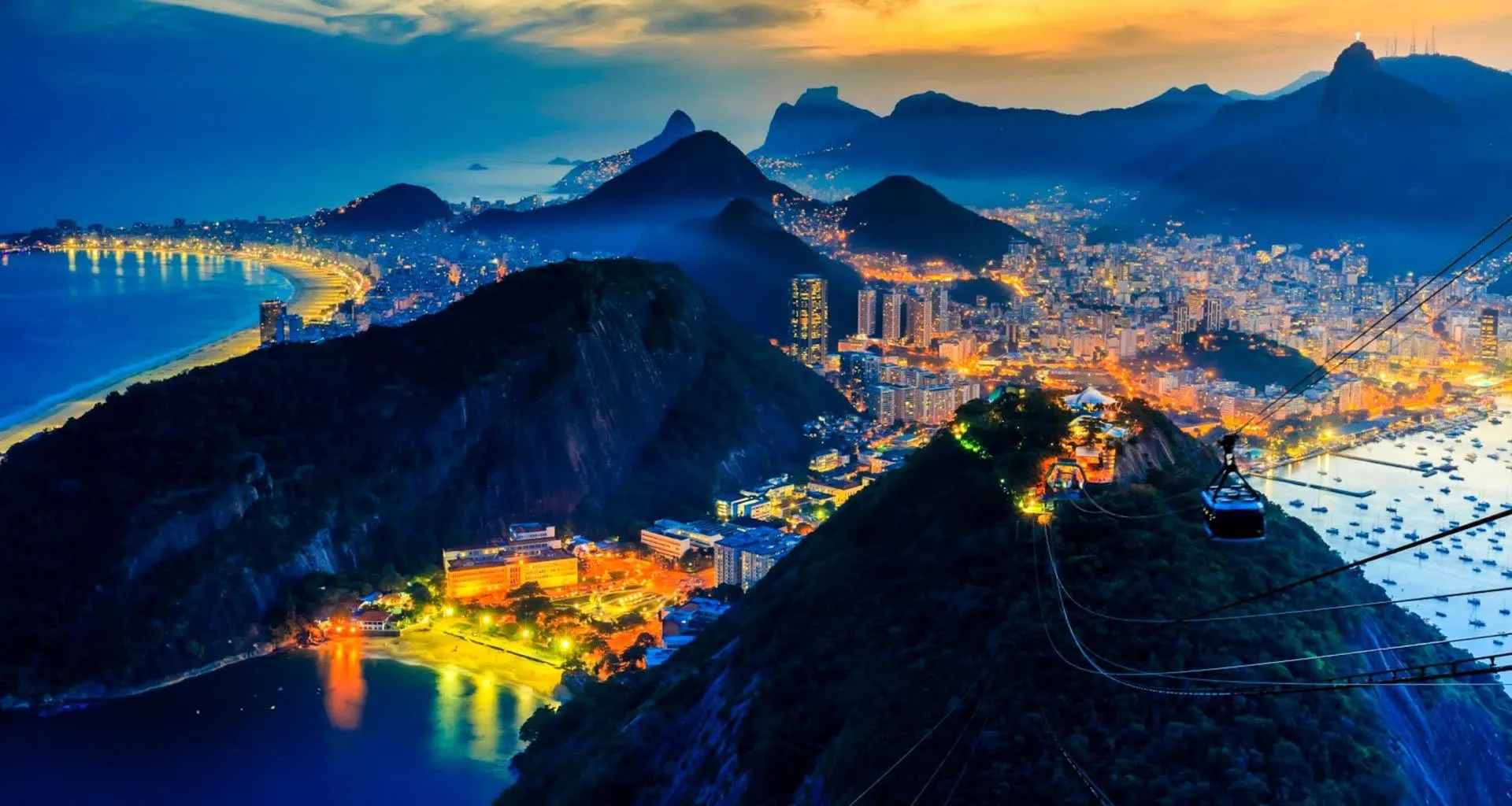 Aerial view of Rio de Janeiro at night