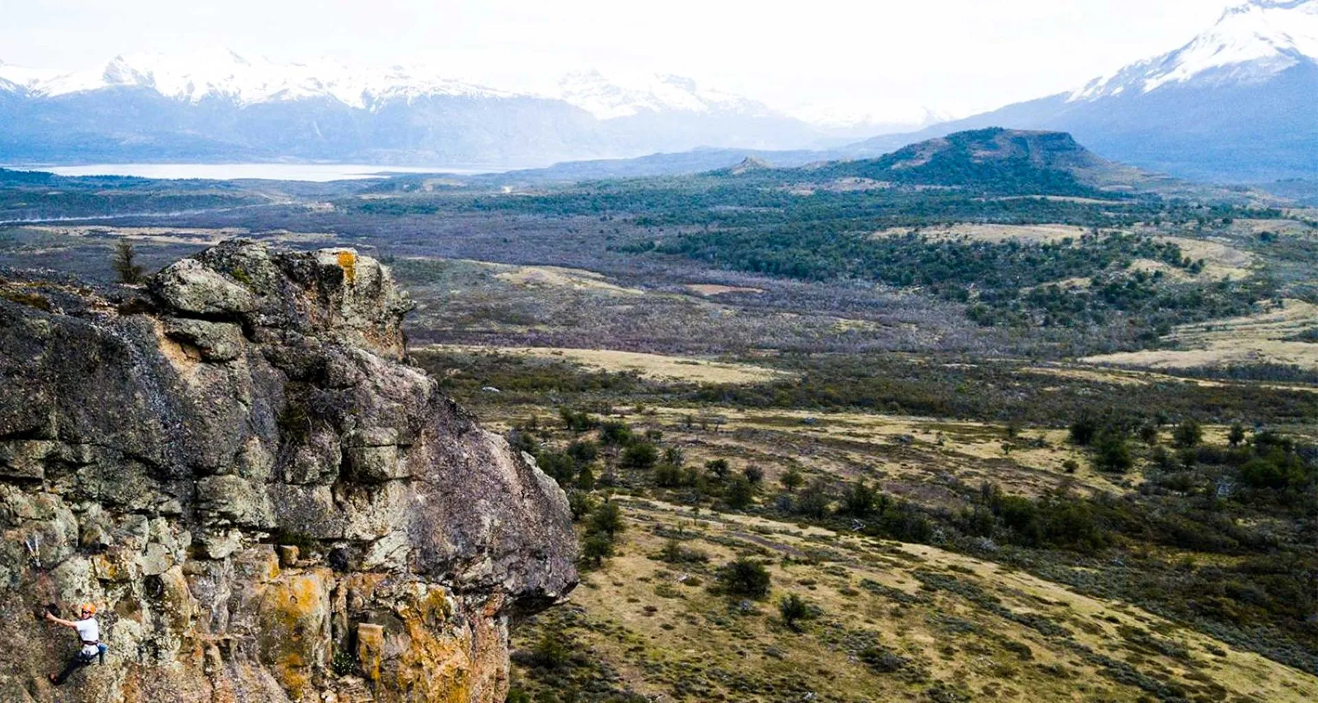 Rocky outcrop with valley behind
