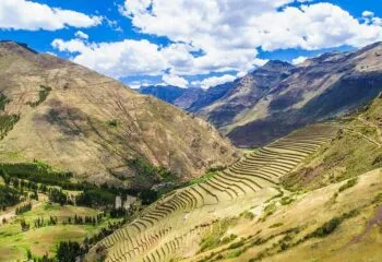 sacred valley peru with blue skies