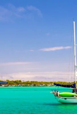 Galapagos Sailboat on bright blue waters