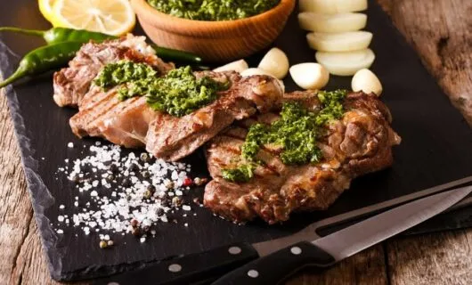Sliced beef on serving platter