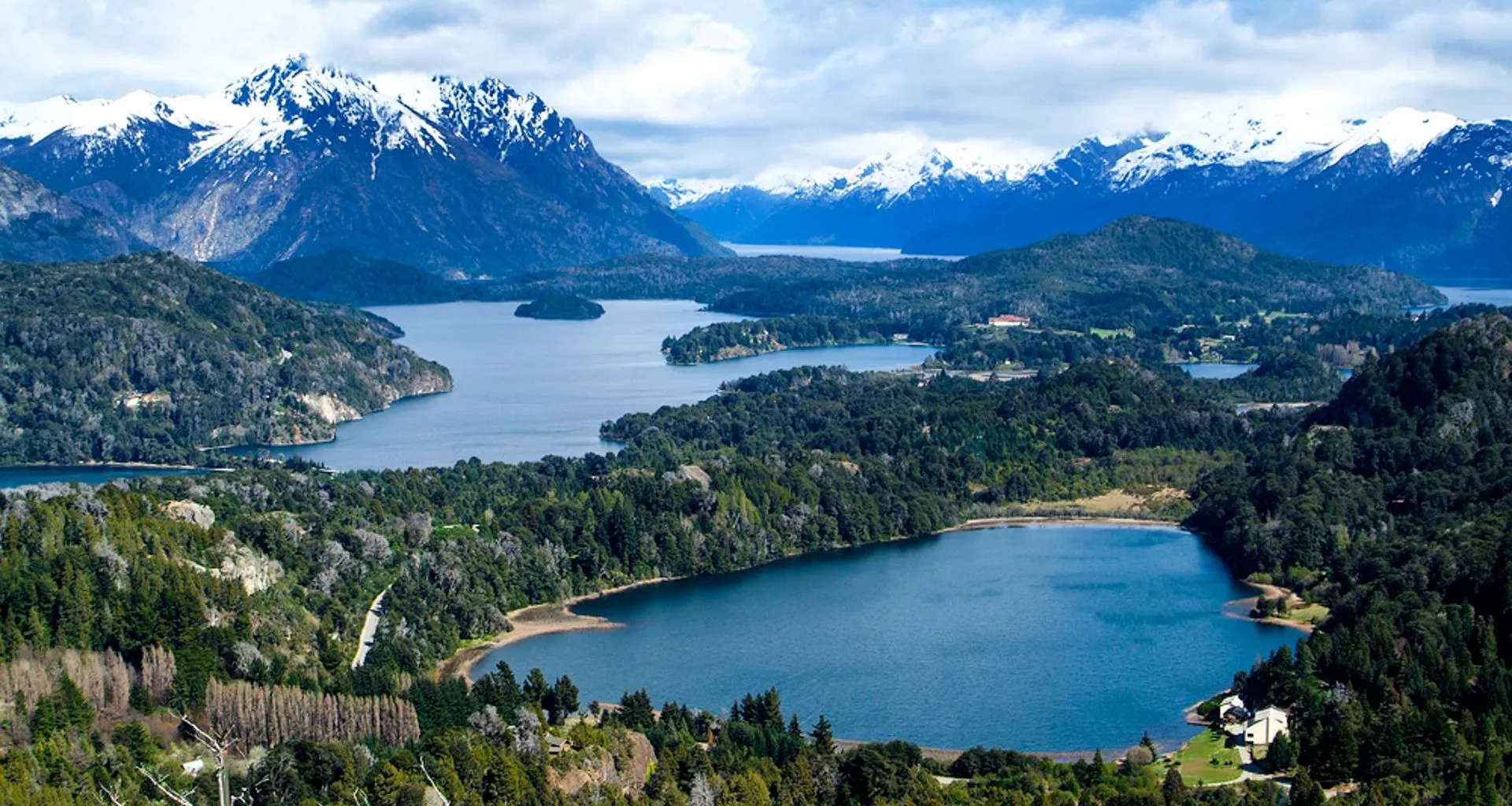 Aerial view of South America lakes