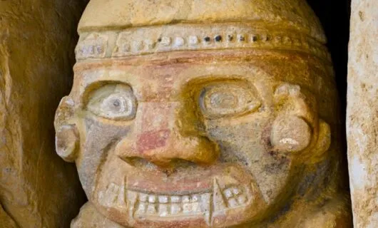 Close up of statue face