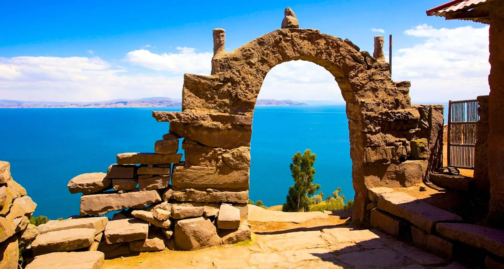Stone archway looks out over ocean view