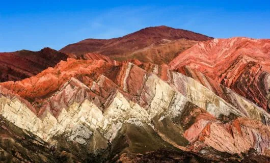Striped red rock mountains