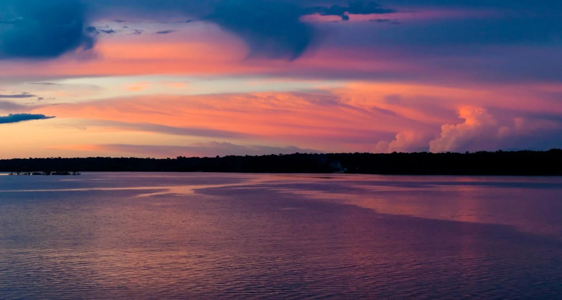 Sunset over the Amazon river