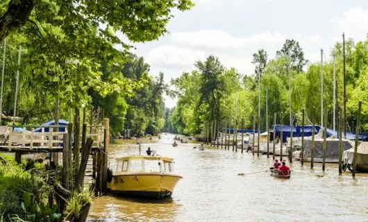 Boats on river of Tigre Delta