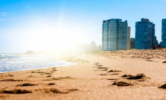 Low angle sun over Uruguay beach