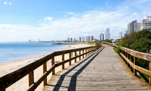 Boardwalk along beach in Uruguay city