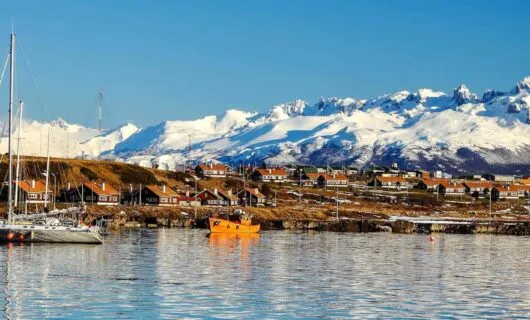 Ushuaia Harbor with sailboat