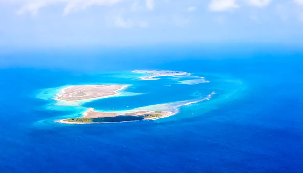 Aerial view of Los Roques Archipelago in Venezuela