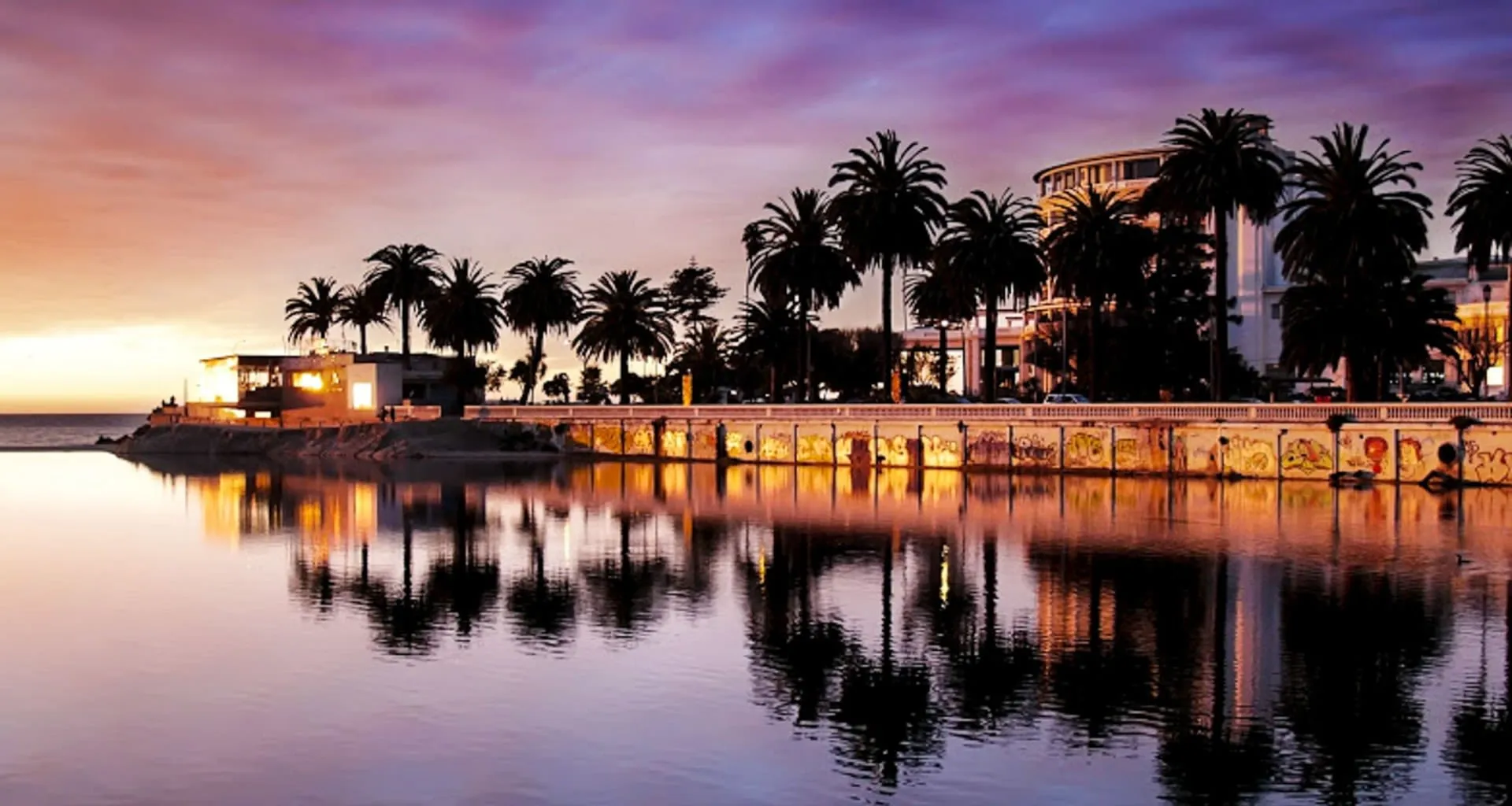 Shoreline of Vina del Mar, Chile, at evening