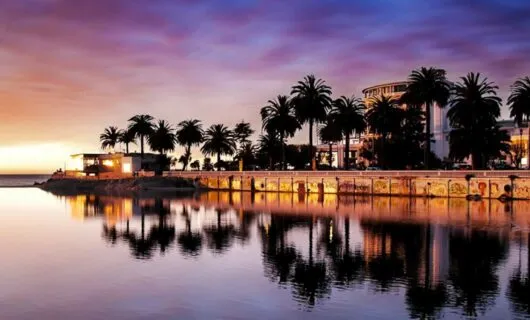 Shoreline of Vina del Mar, Chile, at evening