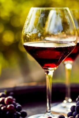 Two wine glasses on a barrel in Brazil