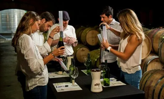 Group participates in wine tour activity