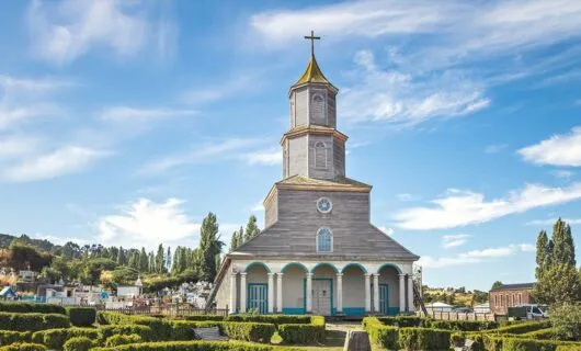 historic wooden church in Chiloe