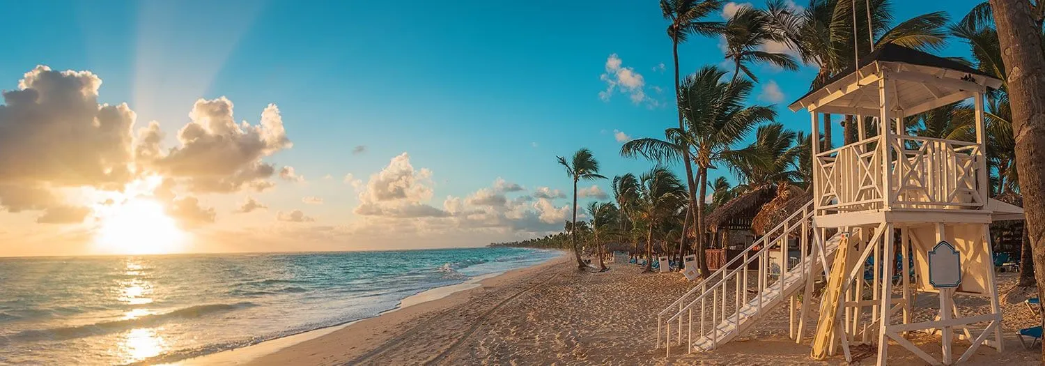 Stunning sunset on beautiful beach in Venezuela during Dry Season