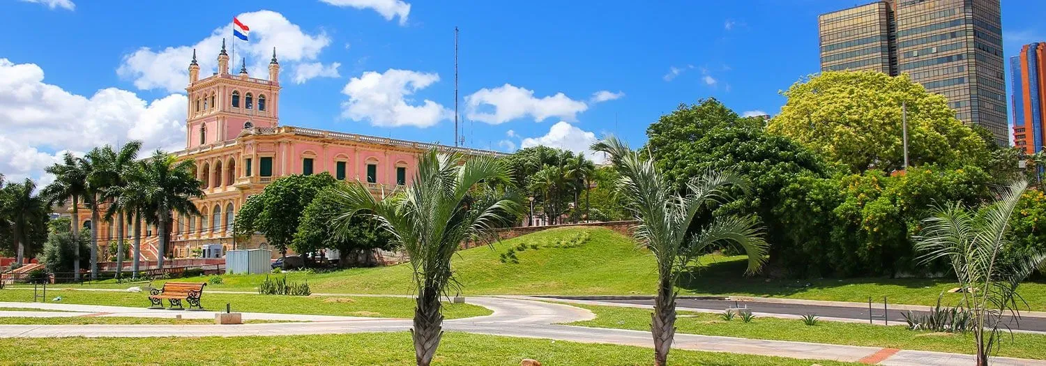 side view of the beautiful Paraguay Presidential Palace during Winter