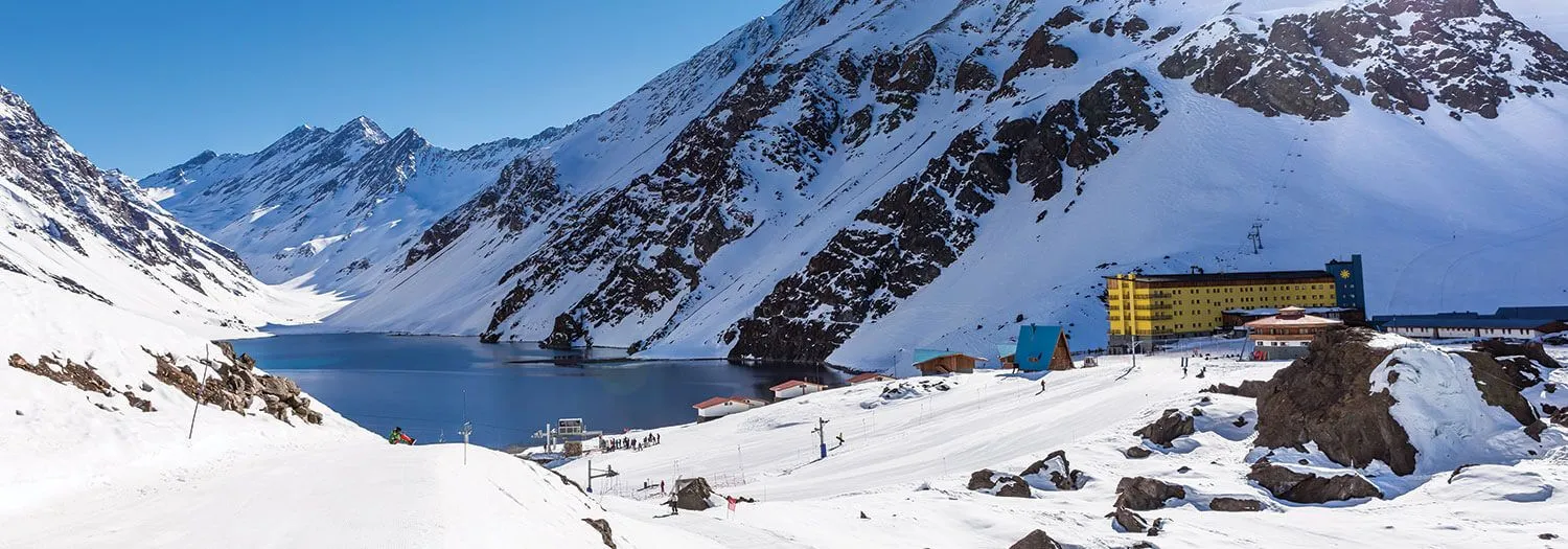 Sunny ski day in Chilean Patagonia in the winter
