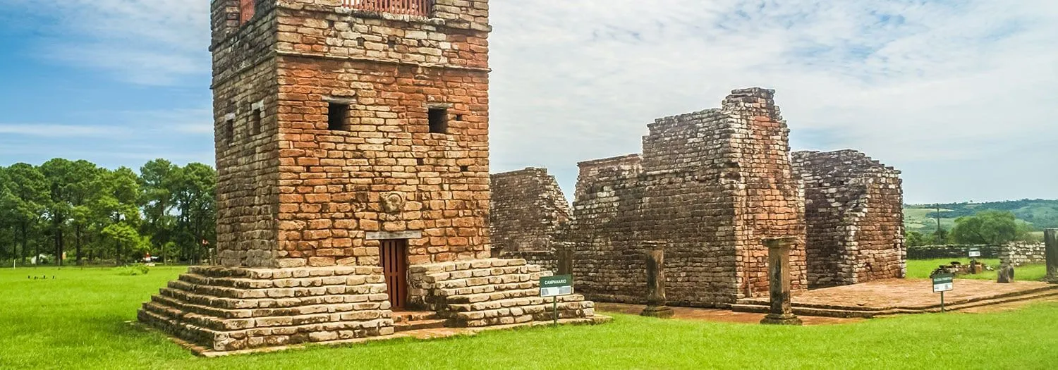 Historic Jesuit Mission ruins on a sunny day in Spring 