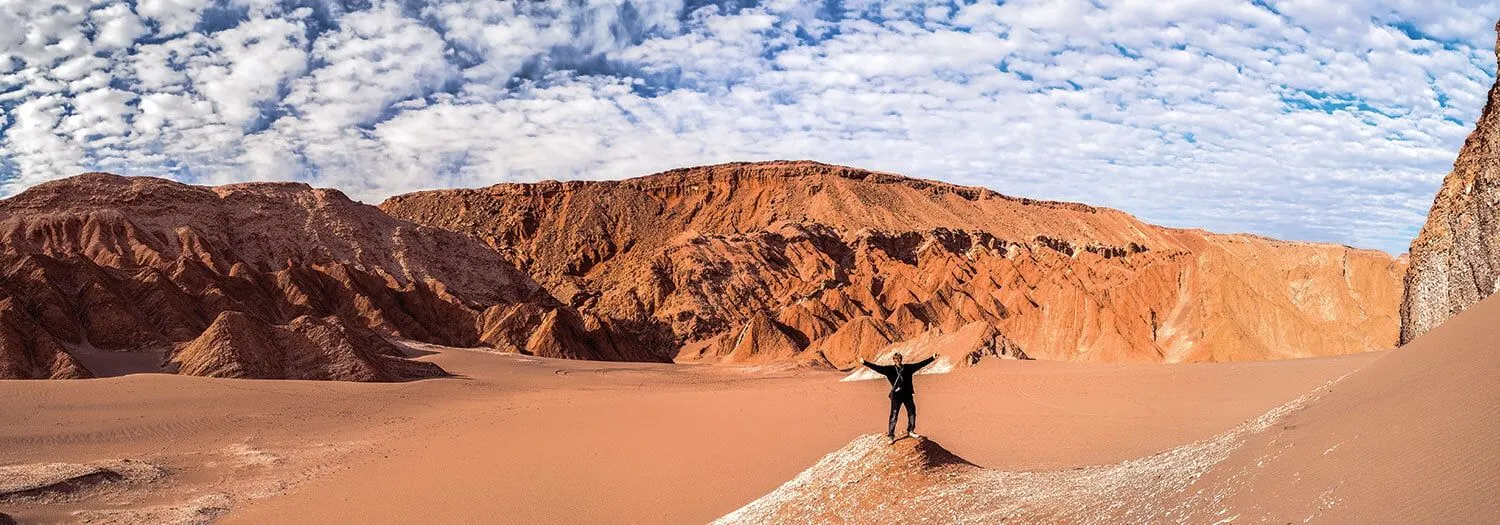 man in Chile Atacama Desert in the spring
