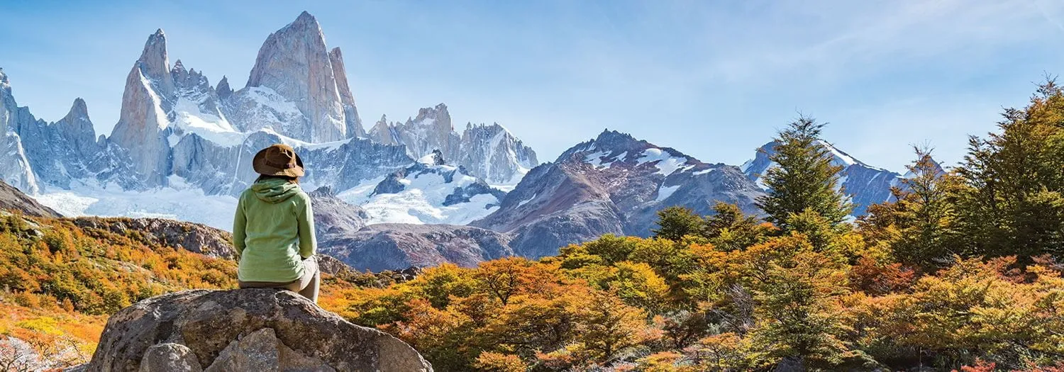 woman hiker in argentine patagonia in the fall