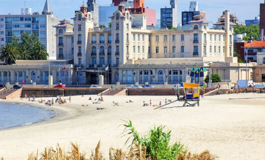 distant shot of Montevideo building and beach