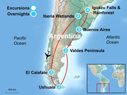 Tour Map of Wild Argentina