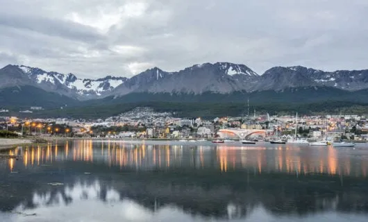 Ushuaia at dusk on cloudy day