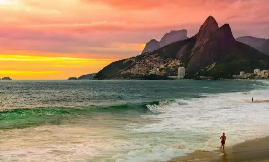 Wonderful sunset on Ipanema Beach